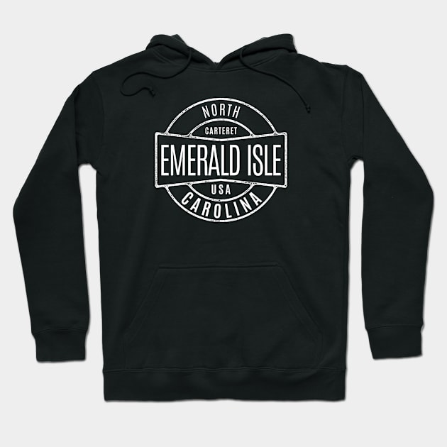 Emerald Isle, NC Summertime Vintage Vacationing Badge Hoodie by Contentarama